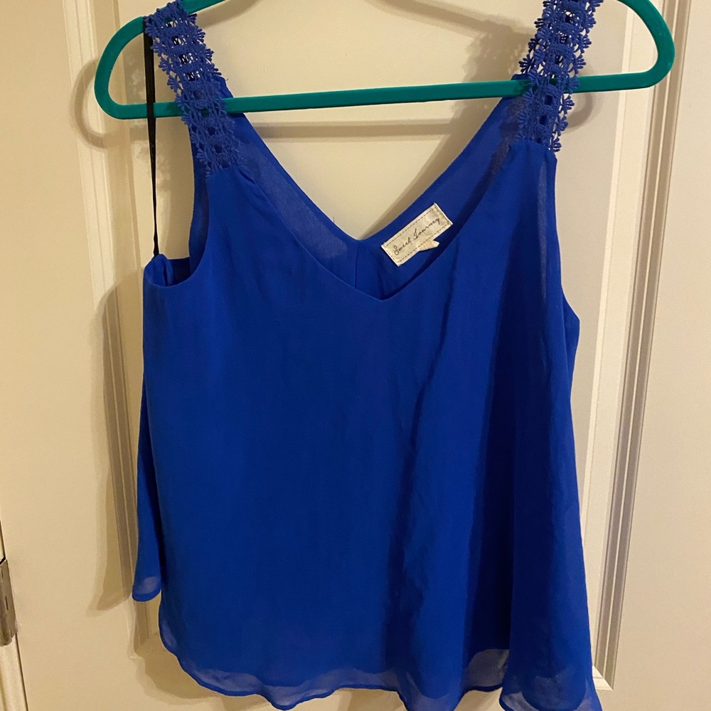 Boutique Blue tank with lace straps